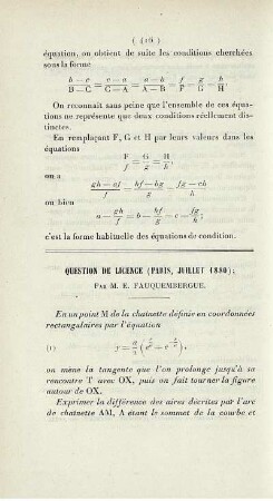 Question de licence (Paris, Juillet 1880).
