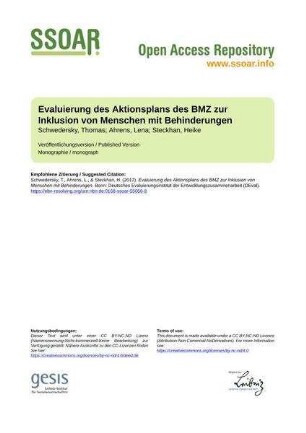 Evaluierung des Aktionsplans des BMZ zur Inklusion von Menschen mit Behinderungen