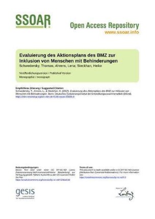 Evaluierung des Aktionsplans des BMZ zur Inklusion von Menschen mit Behinderungen