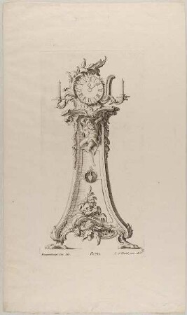 Standuhr, Nachstich von Blatt 2 der Folge "Standuhren auf schlanken Kasten"
