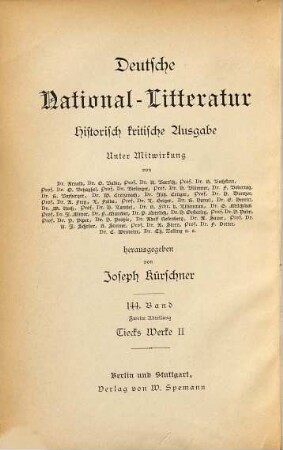 Tiecks Werke, 2. Novellen
