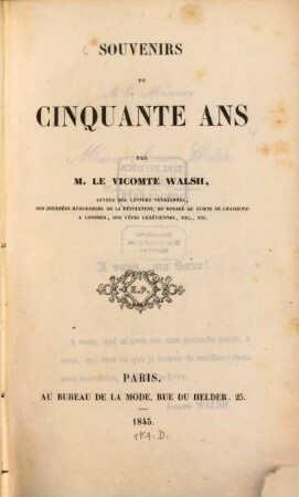 Souvenirs de cinquante ans