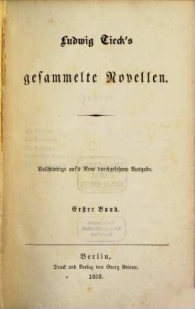 Ludwig Tieck's gesammelte Novellen, 1