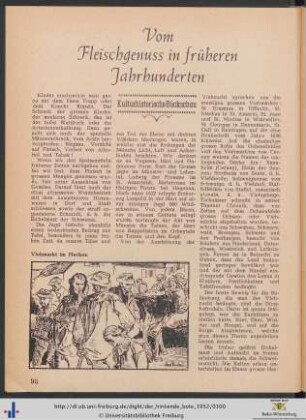 Vom Fleischgenuss in früheren Jahrhunderten.