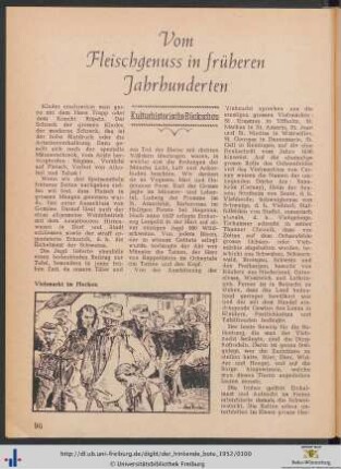 Vom Fleischgenuss in früheren Jahrhunderten.
