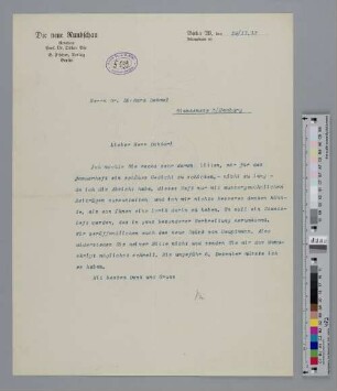 Brief an Richard Dehmel