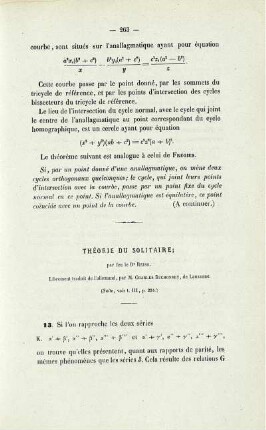 Théorie du solitaire.