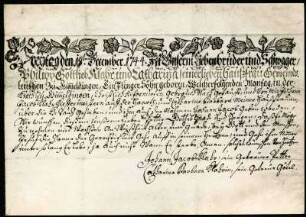 Taufbrief Gimmeldingen 1744