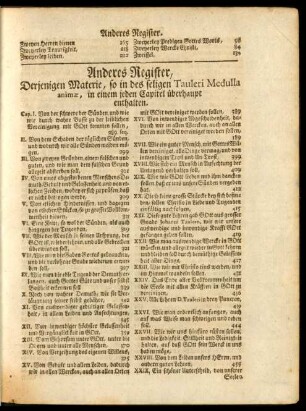Anderes Register, Derjenigen Materie, so in des seligen Tauleri Medulla animae, in einem jeden Capitel überhaupt enthalten.