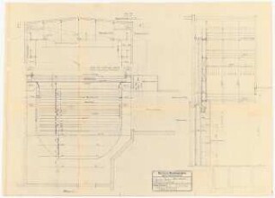 Titania-Palast (1926-27), Berlin-Steglitz Bühnenhausanbau: Bühneneinrichtung 1:500 (Detailplan der märkischen Maschinenfabrik)