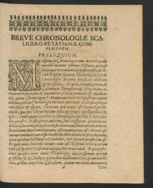 Breve Chronologiae Scaligero-Petavianae Compendium. Praeloquium.