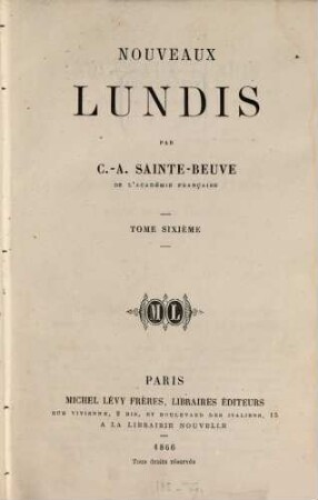 Nouveaux lundis, 6