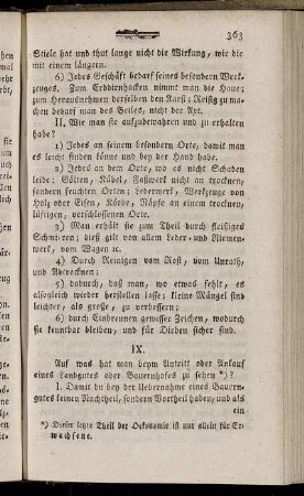 IX. Auf was hat man beym Antritt oder Ankauf eines Landgutes oder Bauernhofes zu sehen?