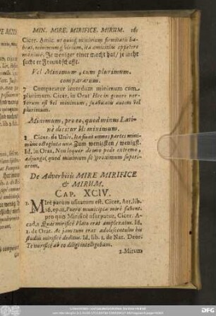 Ad Adverbiis Mire Mirifice & Mirum. Cap. XCIV.