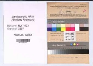 Entnazifizierung Walter Hausser , geb. 18.08.1894 (Kaufmann)