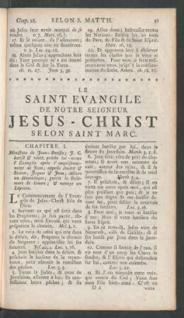 Le Saint Evangile De Notre Seigneur Jesus-Christ Selon Saint Marc