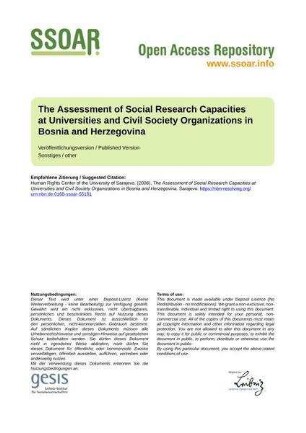 The Assessment of Social Research Capacities at Universities and Civil Society Organizations in Bosnia and Herzegovina