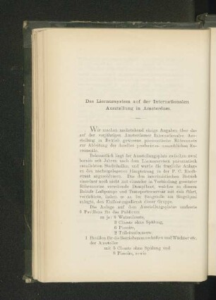 Das Liernursystem auf der Internationalen Ausstellung in Amsterdam.
