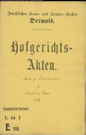 Evenhausen, Meier zu gegen Nevel, Kross und Kopp zu Evenhausen - Prozesskosten