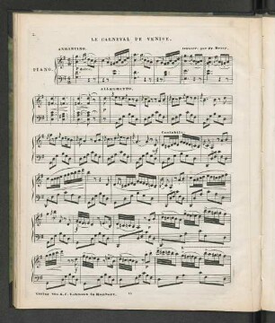 Le Carneval De Venise. [Piano]