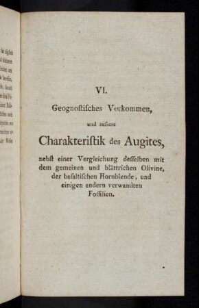 271-320, VI. Geognostisches Vorkommen, und äußere Charakteristik des Augites,