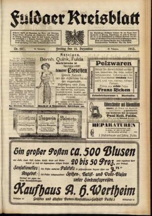 Zweite Ausgabe vom Freitag, den 12. Dezember 1913.