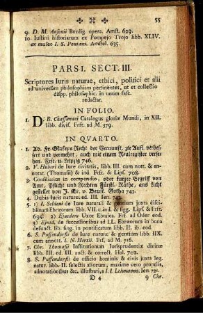 Sectio III. Scriptores Iuris naturae, ethici, politici et alii ad universam ...