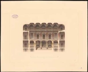 Kollegiengebäude der Kaiser-Wilhelm-Universität Straßburg Wettbewerb: Längsschnitt Mittelbau 1:100