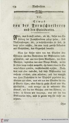 VII. Etwas von der Formschneiderey und den Spielkarten