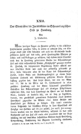 Der Streit über die Jurisdiktion im Schauenburgischen Hofe zu Hamburg