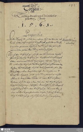 Torgau. Landtag Monats nach Trinitatis gehaltten Anno 1561.