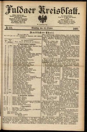 Erste Ausgabe vom Dienstag, den 10. Oktober 1899.