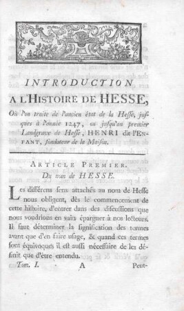 Article Premier. Du nom de Hesse.