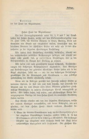 Petition an das Haus der Abgeordneten.