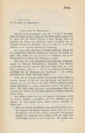 Petition an das Haus der Abgeordneten.