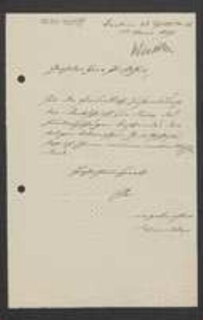 Brief von A. Winkler an Unbekannt
