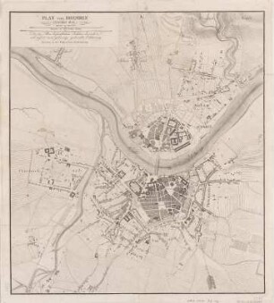 Stadtplan von Dresden, 1:10 000, Kupferstich, 1825 : Plan von Dresden. - rev. 1825. - [Ca. 1:10 000]. - Dresden : Walther , 1825. - 1 Kt. : Kupferst. ; 41 x 46 cm