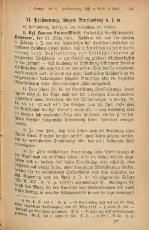 VI. Pensionierung, längere Beurlaubung u.s.w.