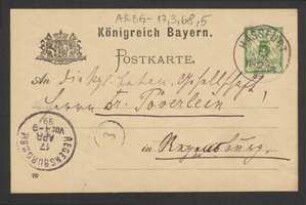 Brief von August Vill an Hermann Poeverlein