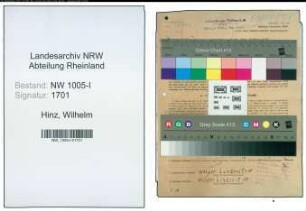 Entnazifizierung Wilhelm Hinz , geb. 26.09.1899 (Mineur)