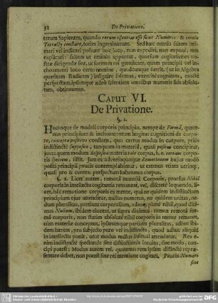 Caput VI. De Privatione