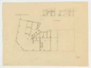 Wohn- und Geschäftshaus Wilmersdorfer Straße 116-117, Berlin-Charlottenburg: Grundriss und Schnitte des Treppenhauses 1:100