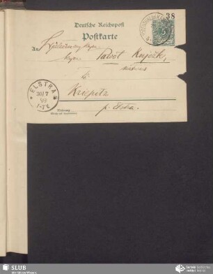 [dopisnica wot: Mikławš Andricki, 29.07.1899]