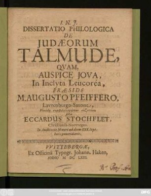 Dissertatio Philologica De Judaeorum Talmude