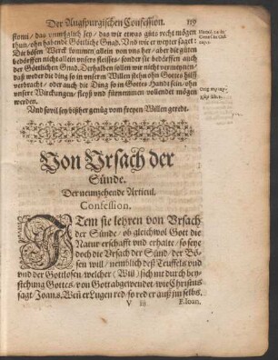 Von Ursach der Sünde. Der neunzehende Articul.