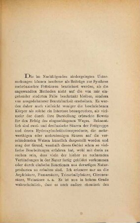 Beiträge zur Synthese mehrbasischer Säuren