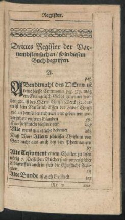 Drittes Register der Vornembsten sachen/ so in diesem Buch begriffen.