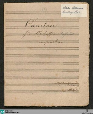 Overtures. Sketches - WK Mus.Ms. 67 : pf; E