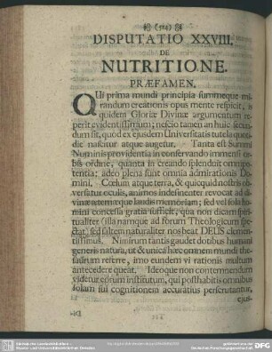Disputatio XXVIII. De Nutritione