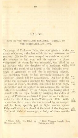 Chap. XII. Pate of the Singhalese monarchy ...